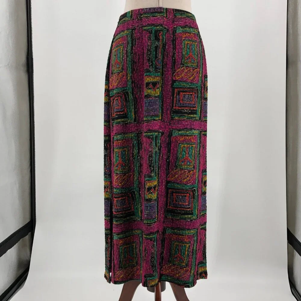 Mirasol Pink & Black Geometric Maxi Skirt | All-Season Wear - Picture 2 of 4